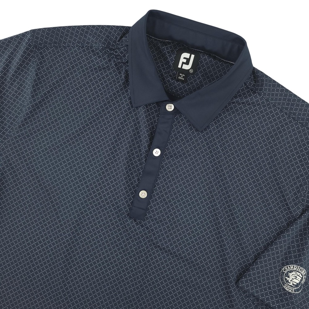 FootJoy Polo Shirt Mens 2XL Blue Geometric Champions Club Golf Stretch Top